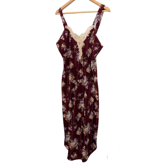 Vintage California Dynasty Purple Floral Lace Long Nightgown Slip Dress L - Picture 12 of 12